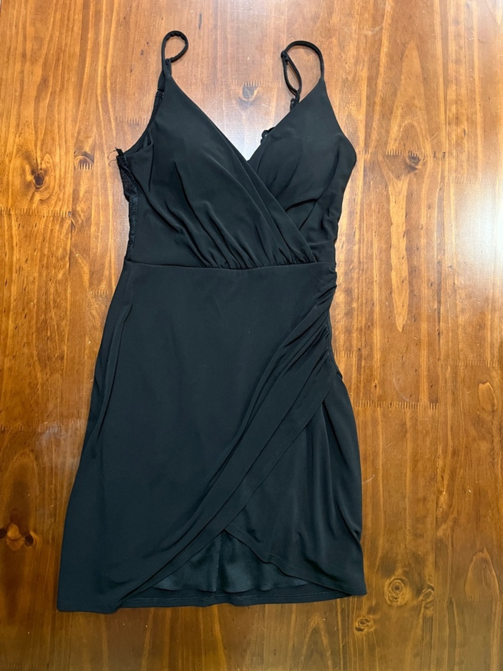 City Studio Black Wrap-Front Slip Dress